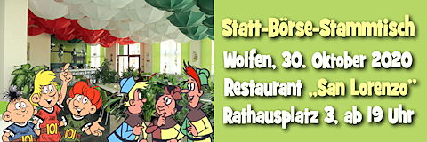 Statt-Börse-Stammtisch am 30.10.2020 ab 19 Uhr im Restaurant San Lorenzo Wolfen