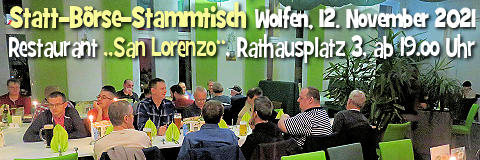 Statt-Börse-Stammtisch am 12.11.2021 ab 19 Uhr im Restaurant San Lorenzo Wolfen